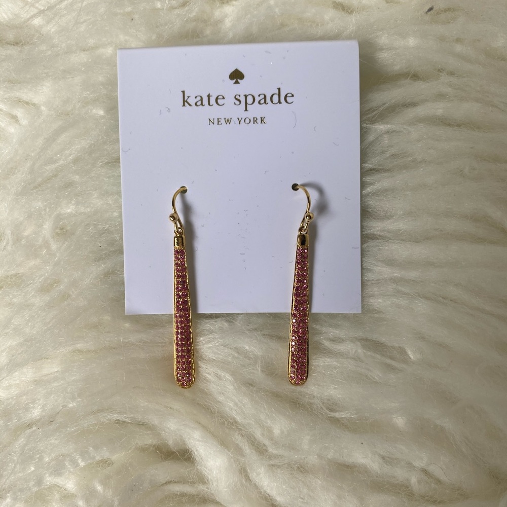 ♠️ NWT Kate Spade Pink And Gold Earrings - Picture 3 of 8